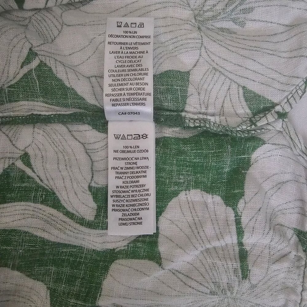 Tahari Women's Green White Floral Linen Square Neck 3/4 Sleeve Blouse Size XL - Picture 11 of 15